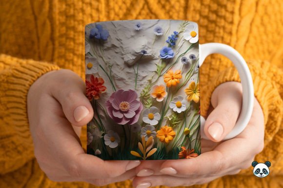 3D Fields of Wildflowers Mug Wrap for Crafts & Creative Design Projects