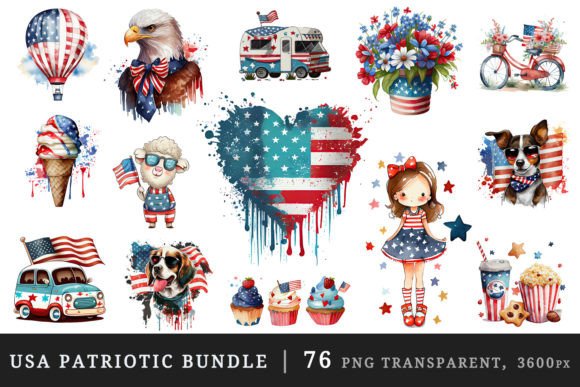 American Patriotic Sublimation Clipart for Crafts & Cricut Projects