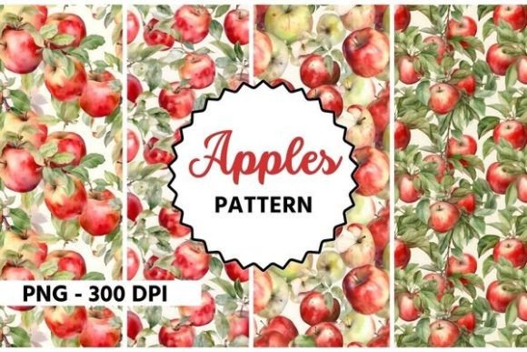 Apple Pattern Fruit Watercolor – A Versatile Design for Crafters & Etsy Sellers