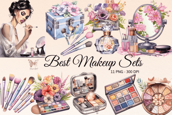 Best Makeup Sets Watercolor Cliparts