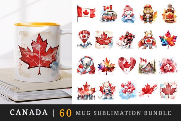 Canada Day, Canadian Flag, Leaf Mug Wrap