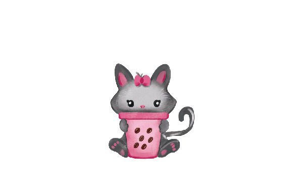 Cat with Coffee Watercolor for Cozy Brand Design