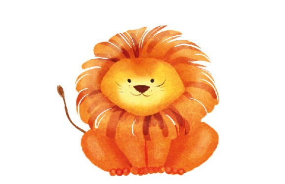 Cute Little Lion, Watercolor: A Charming Animal Design for Local Branding