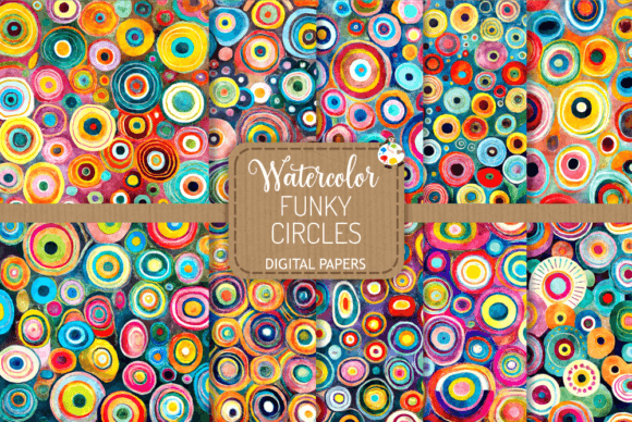Funky Circles - Abstract Watercolors: Craft-Ready Patterns for Handmade Magic