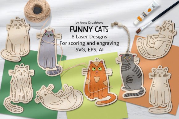 Funny Cats Ornaments Laser Coloring Kit for Crafts