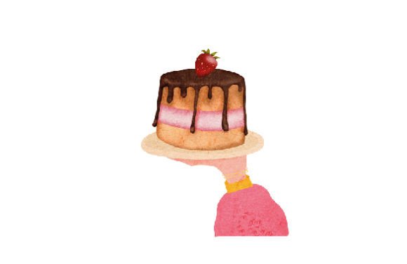Hand Holding a Birthday Cake Watercolor for Sales