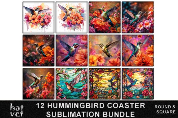 Hummingbird Coaster Sublimation Bundle for Crafts & Digital Sellers