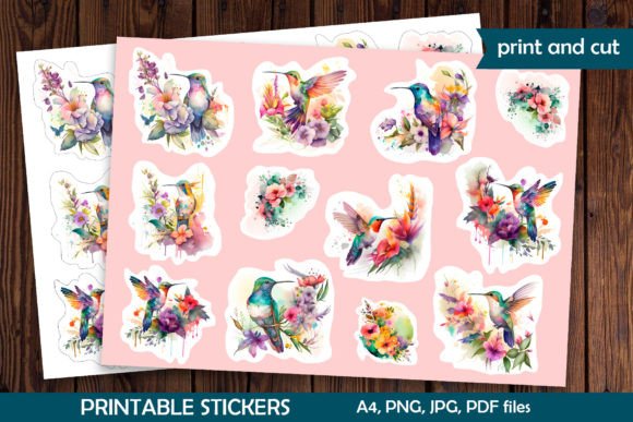 Hummingbird Tropical Floral Stickers for Crafts & Creative Design Projects