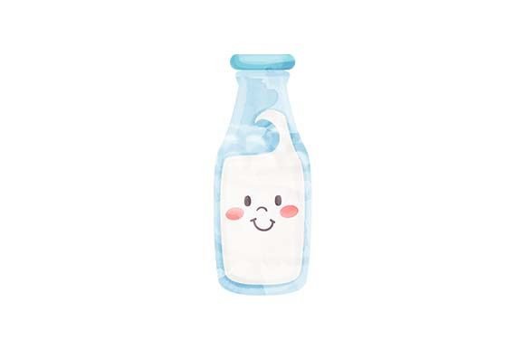 Kawaii Bottle of Milk Watercolor for Food Amp Branding
