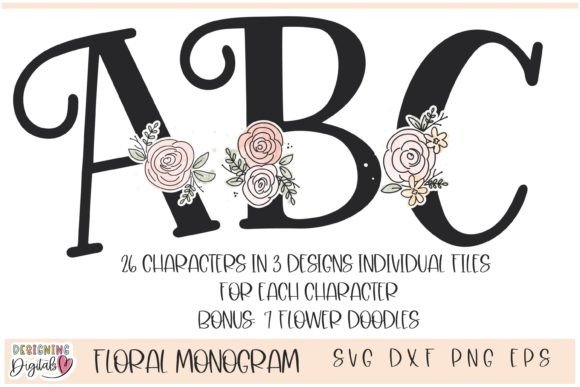 Monogram SVG Bundle, Doodle Letters for Print Templates & Digital Selling
