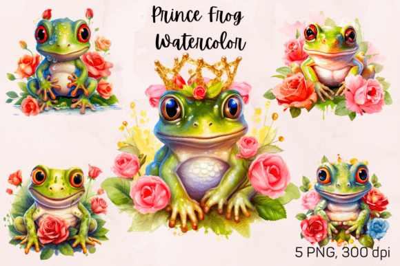 Prince Frog Watercolor Sublimation: A Crafts-Inspired Design Asset for Local Branding