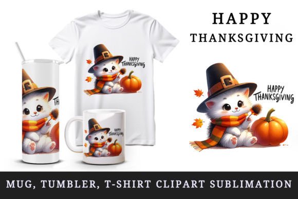 Thanksgiving Cat Tumbler, Mug, Clipart: A Crafts Designer’s Take on Seasonal Branding