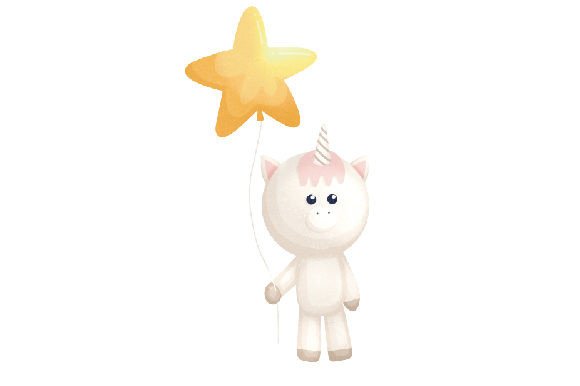 Unicorn Holding a Balloon Watercolor for Birthday Products