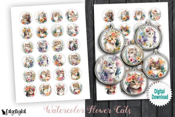 Watercolor Flower Cats: A Crafty Design Asset for Modern Branding