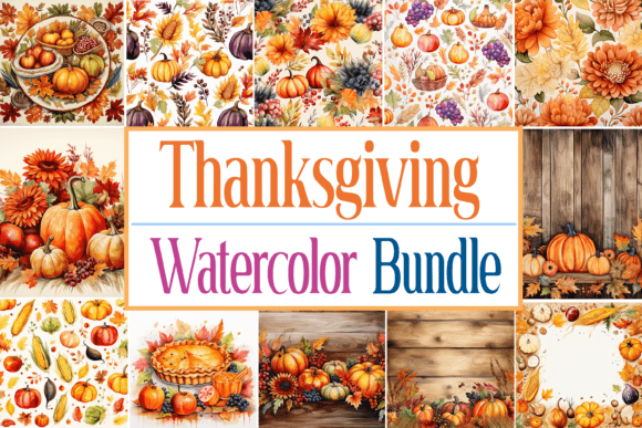 Watercolor Thanksgiving Bundle: Cozy, Festive Backgrounds for Handmade Crafts