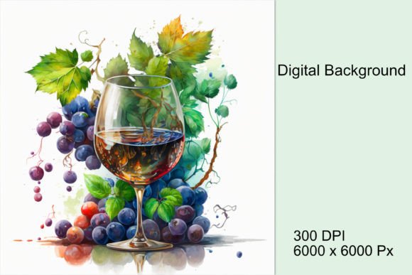 Watercolor Wine Glass with Grapes Design – A Fresh Visual Asset for Lifestyle Branding
