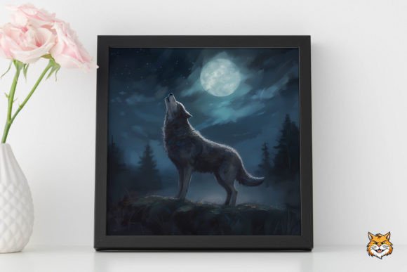 Wolf Howling at the Moon 6: A Bold Background for Night-Inspired Branding