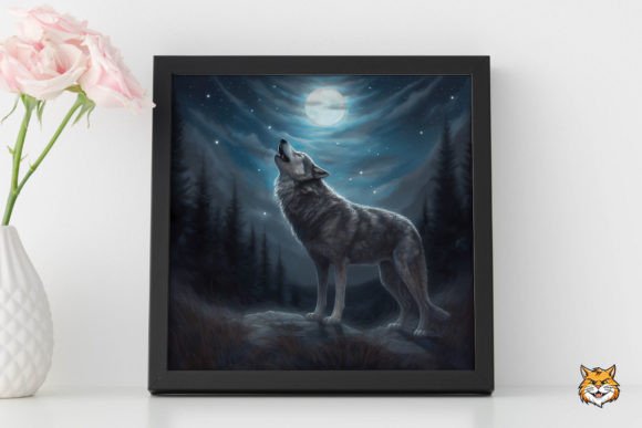 Wolf Howling at the Moon 8: A Bold Background for Night-Inspired Branding